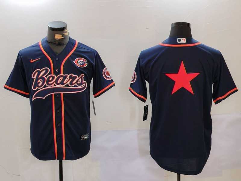 Men%27s Chicago Bears Blank Navy Blue With Patch Cool Base Stitched Baseball Jerseys